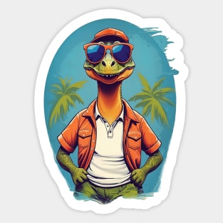 Tropical Dinosaur AI Art Sticker